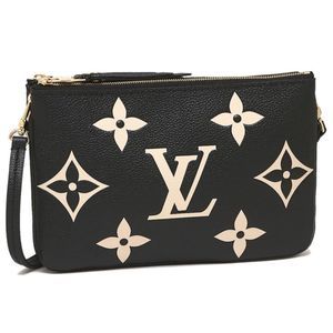 Pochette Double Zip Monogram Emplant Leather Black Mini